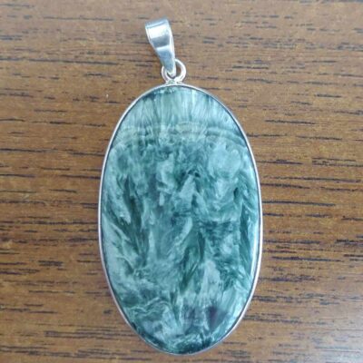 Sterling Silver Green Seraphinite Pendant