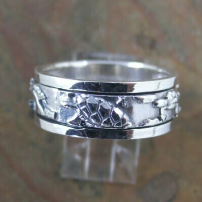 Sterling Silver 8.75mm Turtle Spin Ring