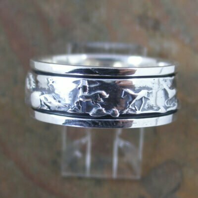 Sterling Silver 8.5mm Horse Spin Ring