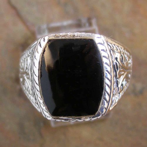 Sterling Silver Gents Onyx Ring 16mm