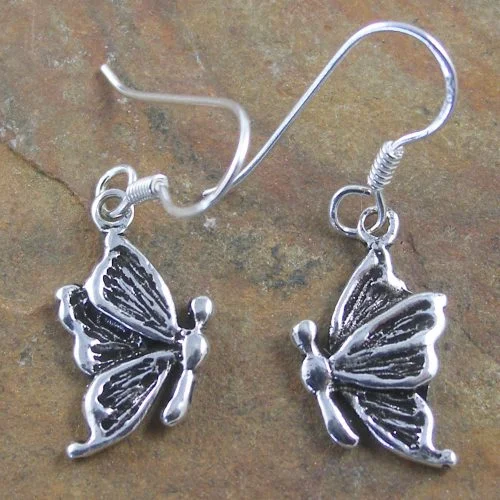 Sterling Silver Butterfly Drop Earrings