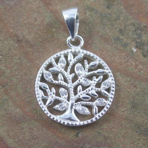 Sterling Silver CZ Tree Of Life Pendant