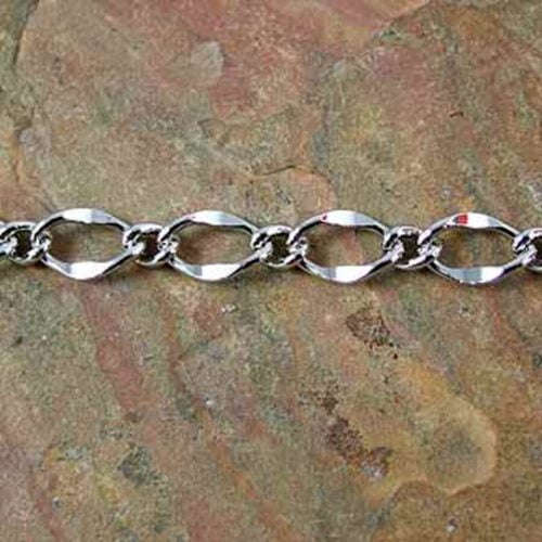 Nickel Plated Oval Figaro Chain