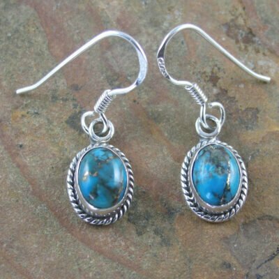 Sterling Silver Copper Turquoise Drop Earrings