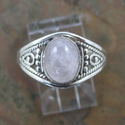 Sterling Silver Oval Rose Quartz Ring