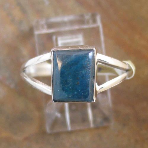 Sterling Silver Rectangular Blue Lace Agate Ring
