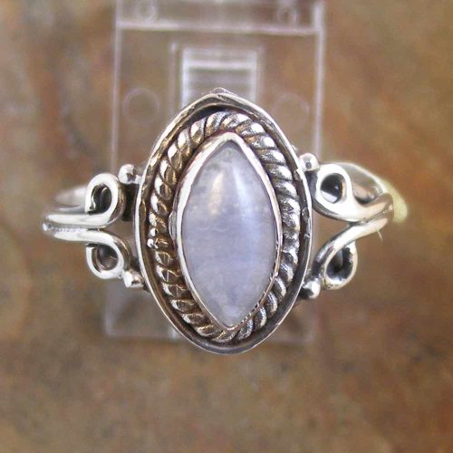 Sterling Silver Marquise Blue Lace Agate Ring