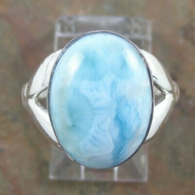 Sterling Silver Oval Larimar Ring