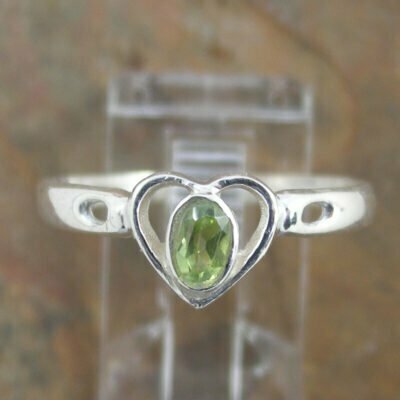 Sterling Silver Peridot Heart Ring