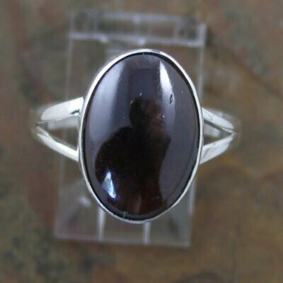 Sterling Silver Oval 14.5mm Garnet Ring