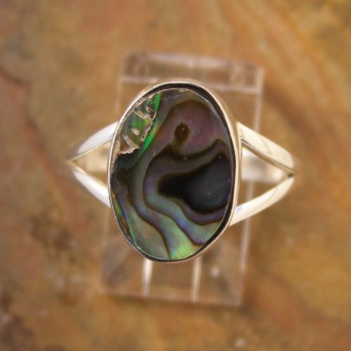 Sterling Silver Oval Paua Shell Ring