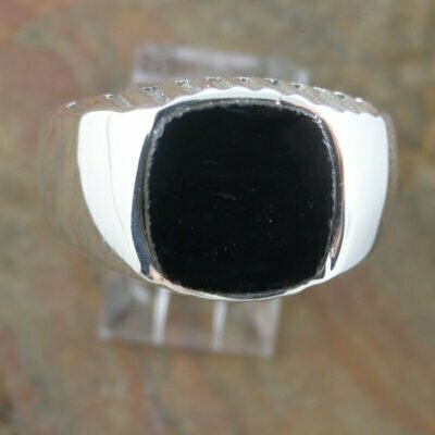Sterling Silver Onyx Gents Ring