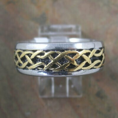 Stainless Steel Gold Celtic Weave Ring
