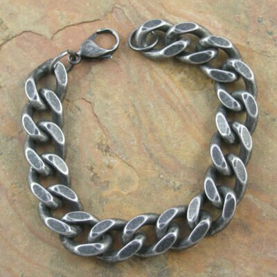 Stainless Steel Heavy Antique Curb Bracelet