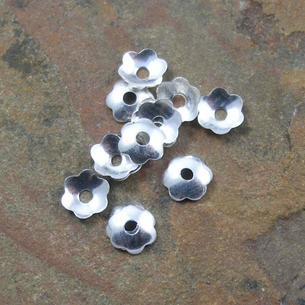 Silver Plated Bead Cap 4mm Pack Of 200 Transglobal Trading
