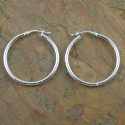 Sterling Silver Hoop Earrings 2x28mm