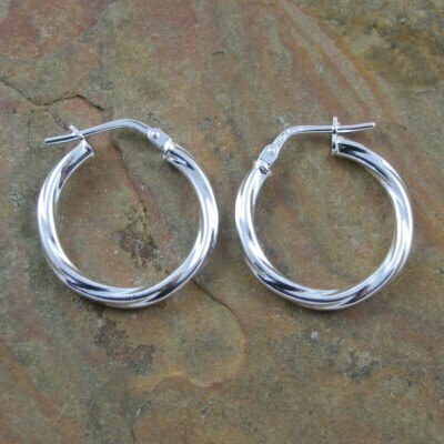 Sterling Silver Twisted Hoop Earrings 2.25x19mm